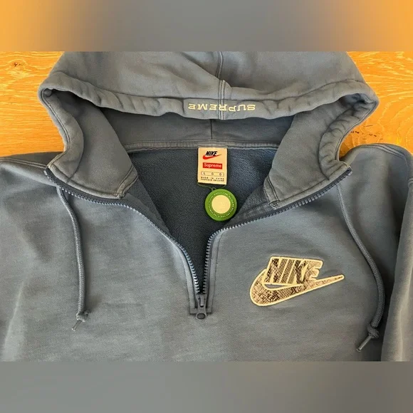 Supreme x Nike Half Zip Hooded Sweatshirt 'Blue'